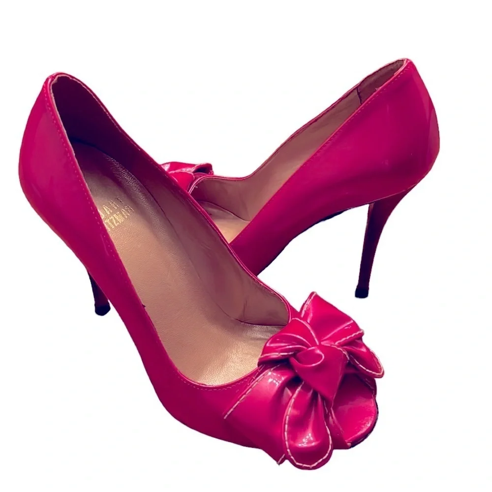 Stuart Weitzman Bow Heels Hot Pink